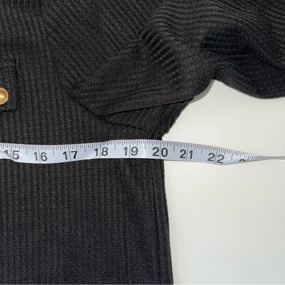 Shein Lune Black Gold Hardware Half Zip Flap Pocket Waffle Knit Top Large Women - Picture 7 of 9